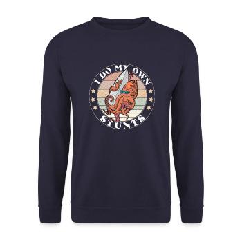 Surfender Oktopus Wassersport Tintenfisch Surfing - Unisex Pullover - Navy - Vorne - Alina (178cm) & Michal (187cm)