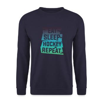 Manger dormir Hockey Répéter - Sweat-shirt Unisexe - marine - Devant - Alina (178cm) & Michal (187cm)