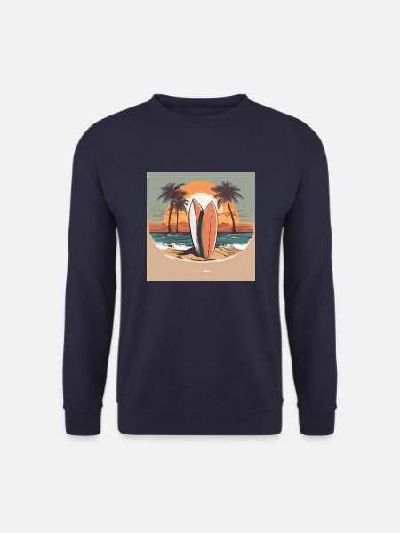 Surfboard am Strand Zeichnung - Unisex Pullover - Navy
