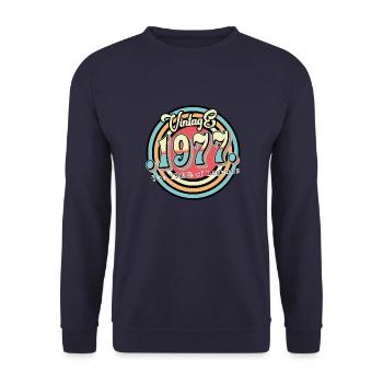 Vintage 1977 - Unisex Sweatshirt - navy - Front - Alina (178cm) & Michal (187cm)