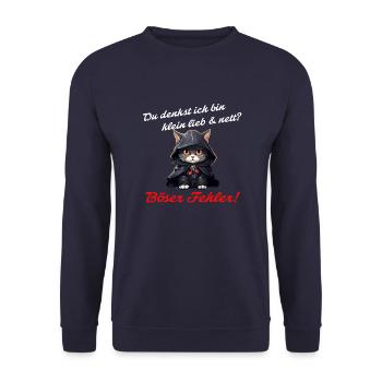 Du denkst ich bin klein lieb & nett - Böser Fehler - Unisex Pullover - Navy - Vorne - Alina (178cm) & Michal (187cm)