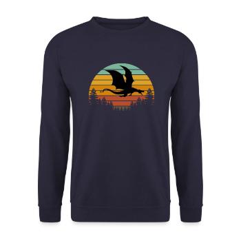 Retro Dragon Vintage Castle Dungeon Fantasy - Unisex Sweatshirt - navy - Front - Alina (178cm) & Michal (187cm)