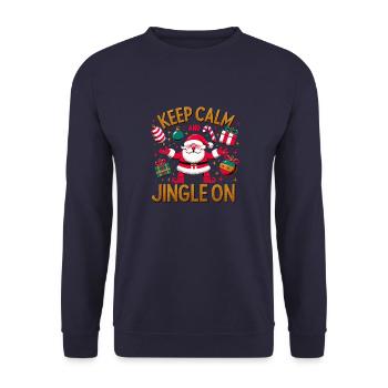 Keep Calm and Jingle On Christmas Design - Unisex Sweatshirt - navy - Front - Alina (178cm) & Michal (187cm)