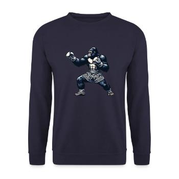 Muay Thai Gorilla Thai Boxen und Kickboxen - Unisex Pullover - Navy - Vorne - Alina (178cm) & Michal (187cm)