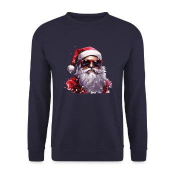 Santa Claus with sunglasses. Cool Santa - Unisex Sweatshirt - navy - Front - Alina (178cm) & Michal (187cm)