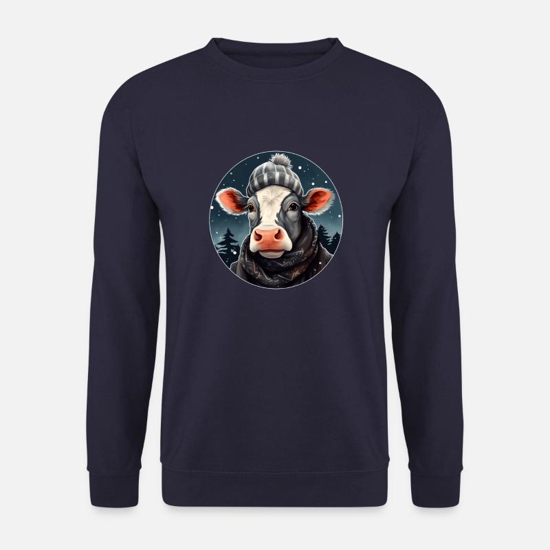 Kuh im Winter - Unisex Pullover - Navy