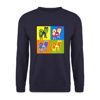 AKITA POP ART👨🏻 🎨 - Sweat-shirt Unisexe - marine - Devant - Alina (178cm) & Michal (187cm)
