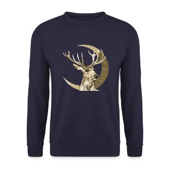 Hirsch - Unisex Pullover - Navy - Vorne - Alina (178cm) & Michal (187cm)