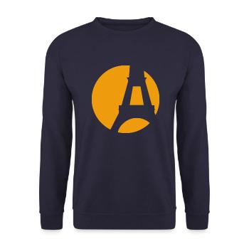 Die gelbe Silhouette des Eiffelturms Paris - Unisex Pullover - Navy - Vorne - Alina (178cm) & Michal (187cm)