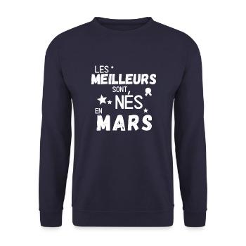 Les meillures sont nes en Mars - Sweat-shirt Unisexe - marine - Devant - Alina (178cm) & Michal (187cm)