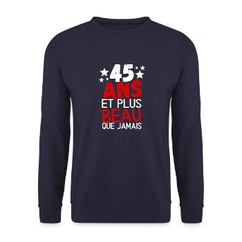 45 ans et plus beau que jamas - Sweat-shirt Unisexe - marine - Devant - Alina (178cm) & Michal (187cm)