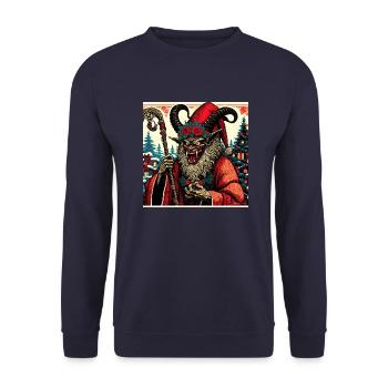 Krampus Santa - Unisex Sweatshirt - navy - Front - Alina (178cm) & Michal (187cm)