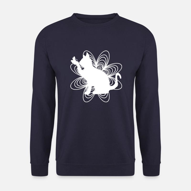 Cat White - Unisex Sweatshirt - navy