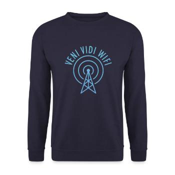 Veni Vidi Wifi (Turm) - Unisex Pullover - Navy - Vorne - Alina (178cm) & Michal (187cm)
