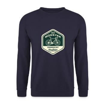 Münster - Fahrradstadt - Unisex Pullover - Navy - Vorne - Alina (178cm) & Michal (187cm)