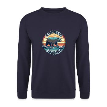 République de Californie Rétro - Sweat-shirt Unisexe - marine - Devant - Alina (178cm) & Michal (187cm)