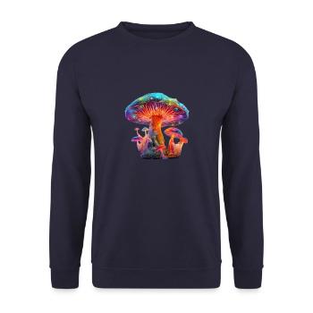 Psychedelic Mushrooms - Unisex Sweatshirt - navy - Front - Alina (178cm) & Michal (187cm)