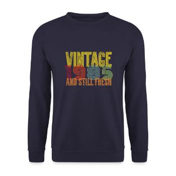 1985 Jahrgang Vintage Geburtstag Geschenk - Unisex Pullover - Navy - Vorne - Alina (178cm) & Michal (187cm)
