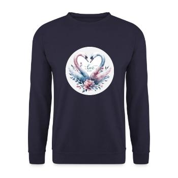 Cygne : L'amour tendre - Sweat-shirt Unisexe - marine - Devant - Alina (178cm) & Michal (187cm)