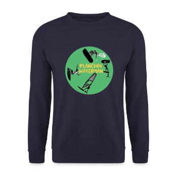 Logo vert planchou Waterman - Sweat-shirt Unisexe - marine - Devant - Alina (178cm) & Michal (187cm)