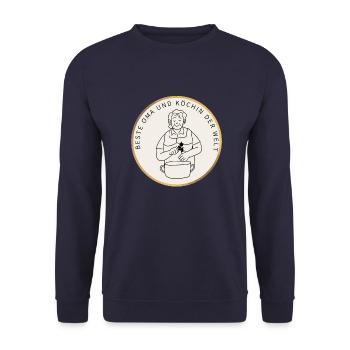 Beste Oma und Köchin der Welt - Unisex Pullover - Navy - Vorne - Alina (178cm) & Michal (187cm)