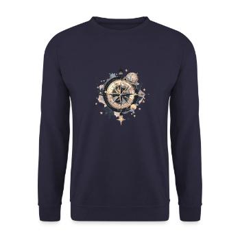 Compass - Unisex Sweatshirt - navy - Front - Alina (178cm) & Michal (187cm)