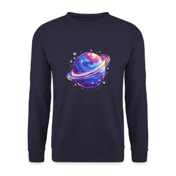 Planet - Unisex Sweatshirt - navy - Front - Alina (178cm) & Michal (187cm)