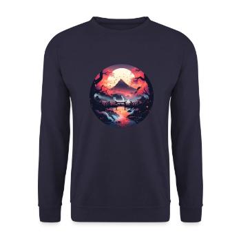Paysage asiatique avec coucher de soleil - Sweat-shirt Unisexe - marine - Devant - Alina (178cm) & Michal (187cm)