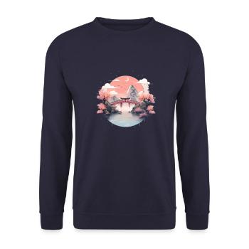 Paysage asiatique avec coucher de soleil - Sweat-shirt Unisexe - marine - Devant - Alina (178cm) & Michal (187cm)