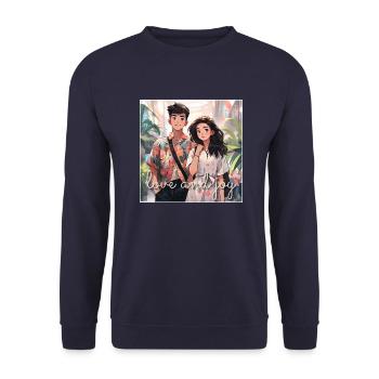 LOVE & JOY - Unisex Pullover - Navy - Vorne - Alina (178cm) & Michal (187cm)