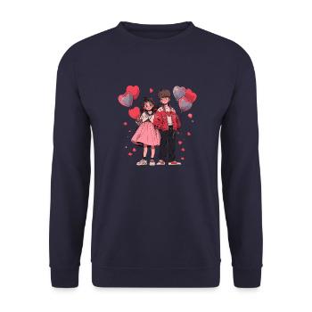 Lovebirds - Unisex Sweatshirt - navy - Front - Alina (178cm) & Michal (187cm)