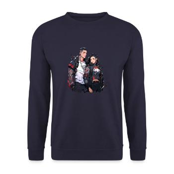 Urban-Cyberpunk-Couple - Unisex Pullover - Navy - Vorne - Alina (178cm) & Michal (187cm)