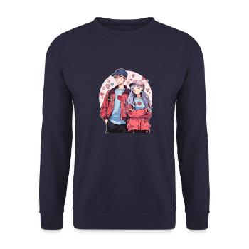 Lovebirds - Unisex Sweatshirt - navy - Front - Alina (178cm) & Michal (187cm)