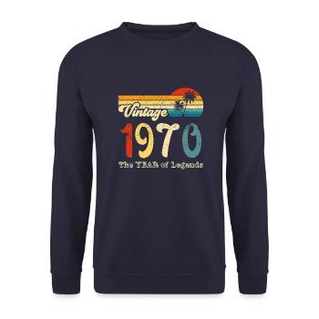 Années 1970 - Sweat-shirt Unisexe - marine - Devant - Alina (178cm) & Michal (187cm)
