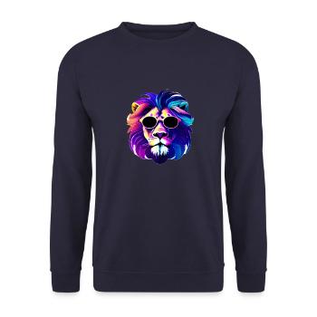 Löwe Wasserfarben Illustration - Unisex Pullover - Navy - Vorne - Alina (178cm) & Michal (187cm)
