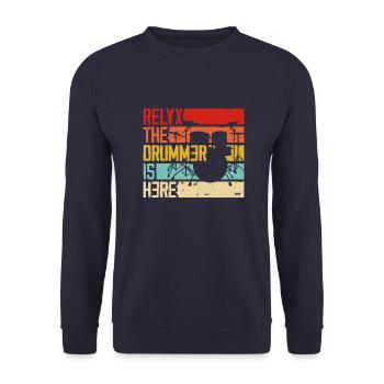 Relax the Drummer is Here - Unisex Pullover - Navy - Vorne - Alina (178cm) & Michal (187cm)