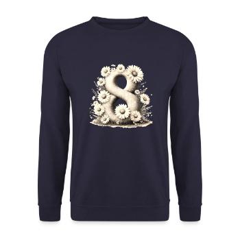 Nr. 8 eit digitale Hintergrundnummer Vektorzeichen Tal - Unisex Pullover - Navy - Vorne - Alina (178cm) & Michal (187cm)