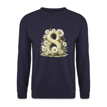 Nr. 8 eit digitale Hintergrundnummer Vektorzeichen Tal - Unisex Pullover - Navy - Vorne - Alina (178cm) & Michal (187cm)