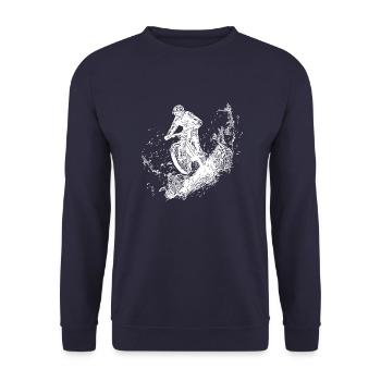 Rain, Cyclist, Mud, Forest, Downhill - Unisex Sweatshirt - navy - Front - Alina (178cm) & Michal (187cm)
