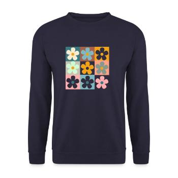 Retro Daisy Flowers - Unisex Sweatshirt - navy - Front - Alina (178cm) & Michal (187cm)