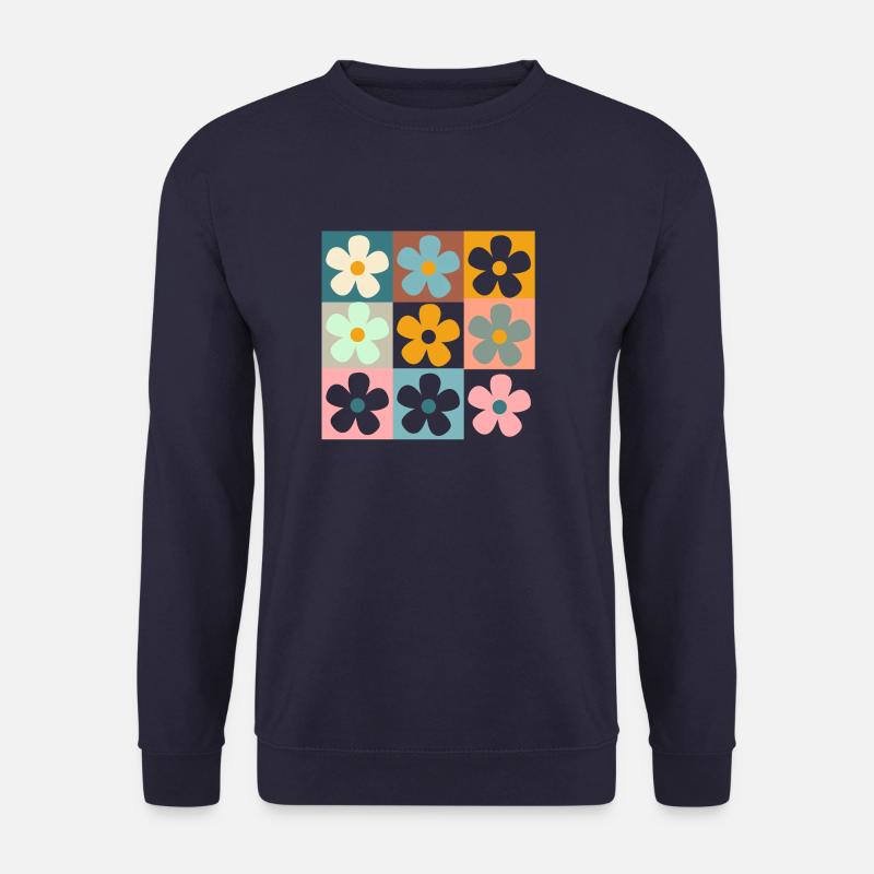Retro Gänseblümchen Blumen - Unisex Pullover - Navy