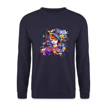 Belle femme peinture art visage femme colorée - Sweat-shirt Unisexe - marine - Devant - Alina (178cm) & Michal (187cm)