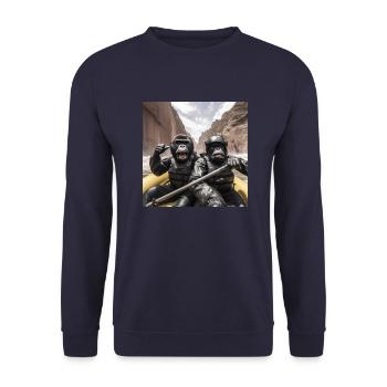 Rafting Gorillas - Unisex Sweatshirt - navy - Front - Alina (178cm) & Michal (187cm)