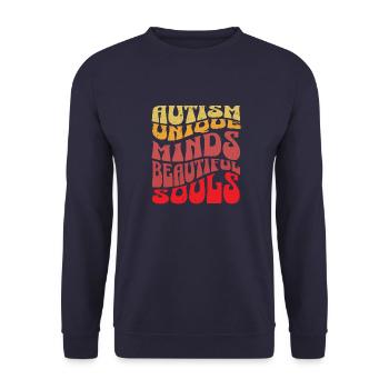 Autism Unique Minds, Beautiful Souls - Unisex Sweatshirt - navy - Front - Alina (178cm) & Michal (187cm)