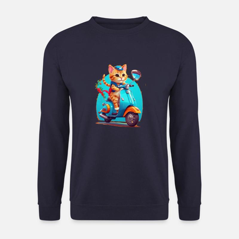 Katze fährt Roller - Unisex Pullover - Navy