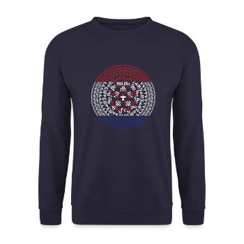 Kroatien, hrvatska, kroatien, europe, zagreb, glagoljica - Unisex Pullover - Navy - Vorne - Alina (178cm) & Michal (187cm)