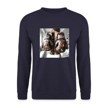 Pop Comics Boxers - Unisex Pullover - Navy - Vorne - Alina (178cm) & Michal (187cm)