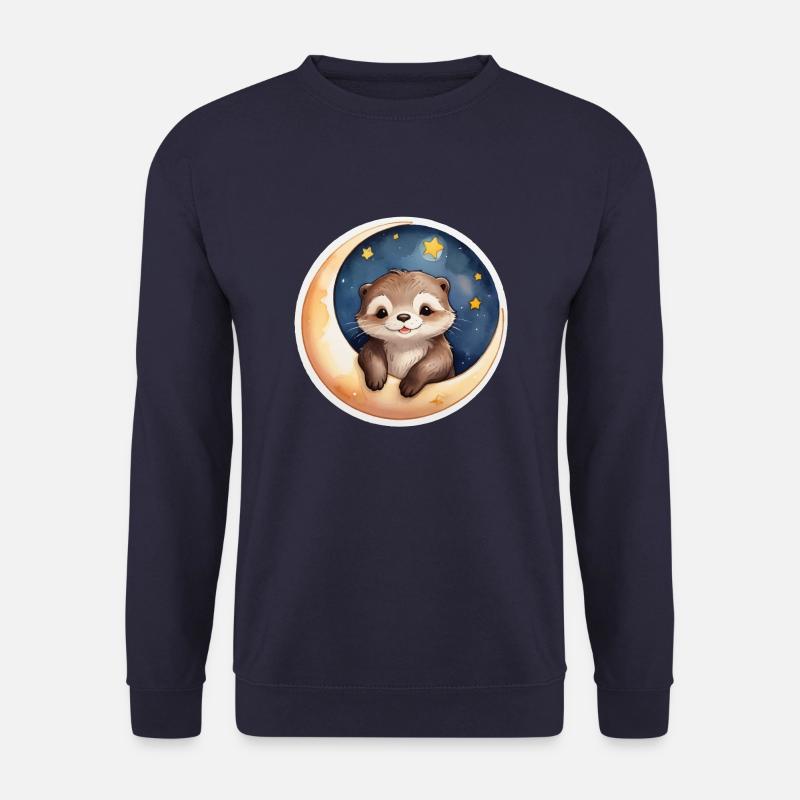 Otter sitzt im Mond - Unisex Pullover - Navy