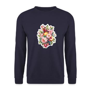 Blumen und Obst - Unisex Pullover - Navy - Vorne - Alina (178cm) & Michal (187cm)