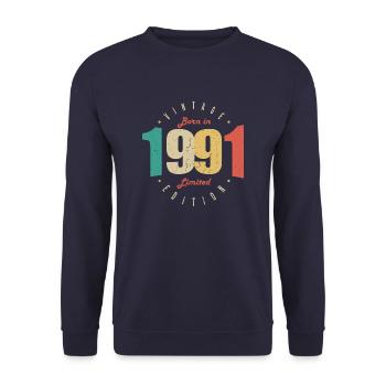 1991 Vintage Retro Geburtstagsgeschenk 1991 - Unisex Pullover - Navy - Vorne - Alina (178cm) & Michal (187cm)